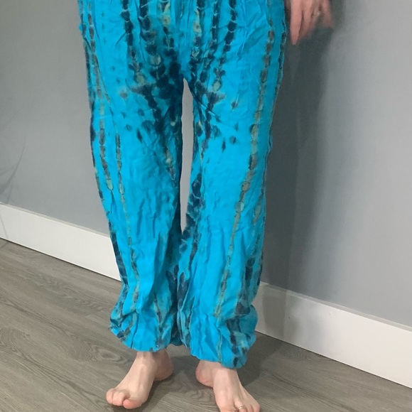 BNWOT Blue Tie Dye Meditation Yoga Baggy Pants - Picture 5 of 5